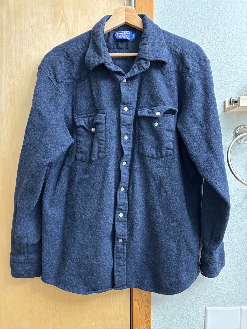 Pendleton Navy Wool Snap-Front Shirt Jacket